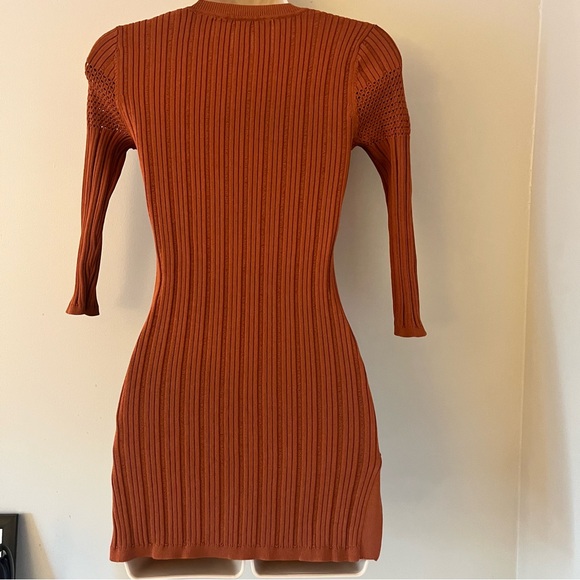 Sandro 3/4 Sleeve Ribbed V Neck Burnt Orange Sweater Size 1 (US Small) - Picture 9 of 16